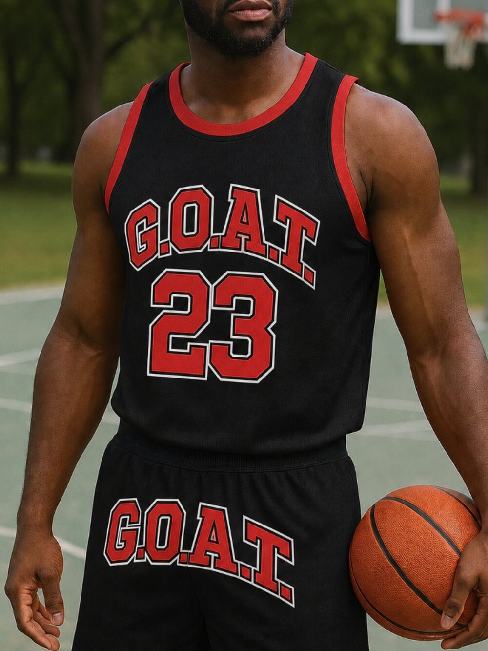 2pcs Athletic Short Set. GOAT 23 BK/RD  NWT